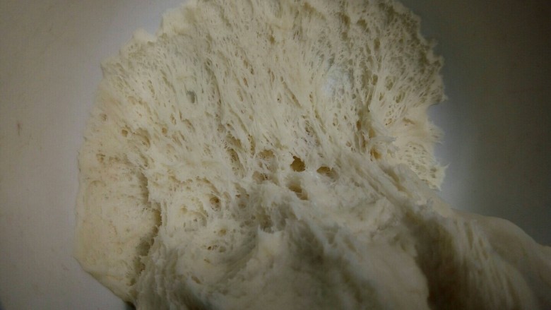 香菇豆沙包,发酵好的面团内部呈蜂窝状