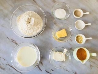 奶酪吐司（面包机版）,准备所有材料，黄油室温软化！