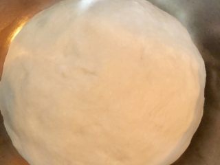 葱香肉松吐司面包,把揉好的面团取出放入盆中准备发酵。
