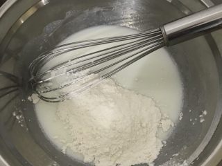 红糖戚风蛋糕卷（后蛋法）,倒入低筋面粉不用过筛用的是后蛋法
