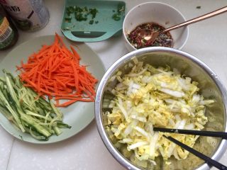 吉祥蔬菜三宝➕炝拌三彩白菜丝,全部食材准备好