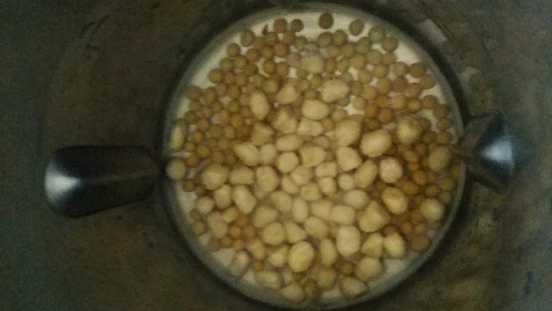 花生黄豆豆浆,把花生和黄豆放入豆浆机里
