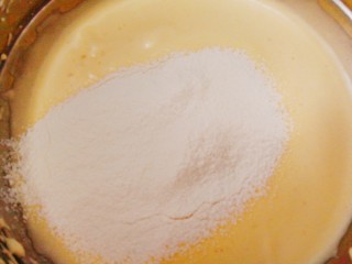 海绵纸杯蛋糕,过筛的低粉分三次加入蛋糊里，