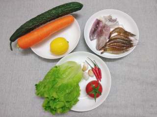 泰式海鲜沙拉,备料