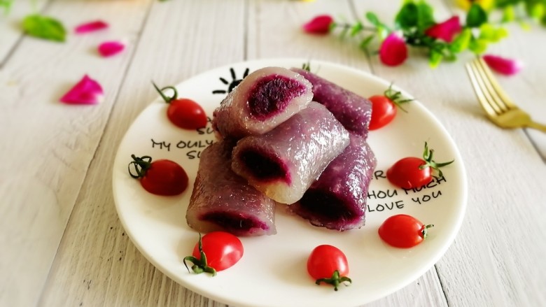 辅食计划+水晶紫薯卷,成品图