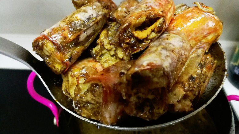 一虾三吃～阿根廷大红虾的花样吃法,用漏勺沥干油