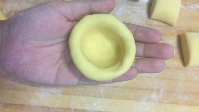 玉米面窝窝头,用来弄个个大拇指向中间怼怼怼
怼成一个圆锥体但是中间有空洞
