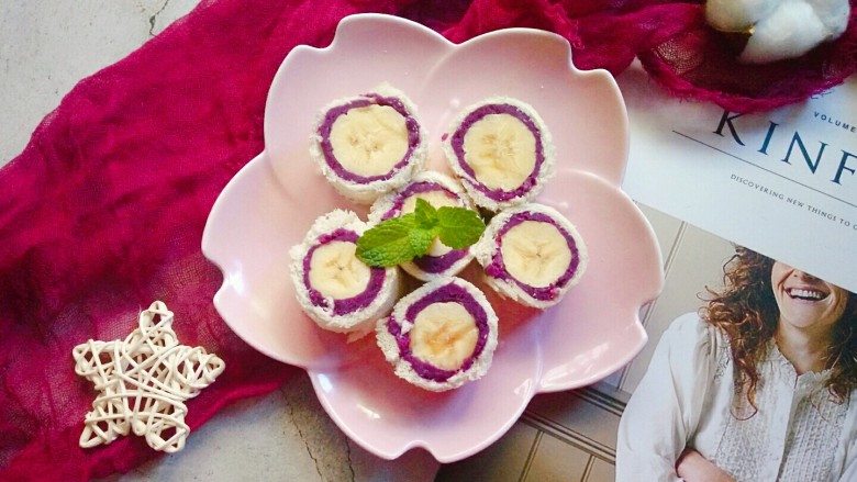 香蕉紫薯土司卷