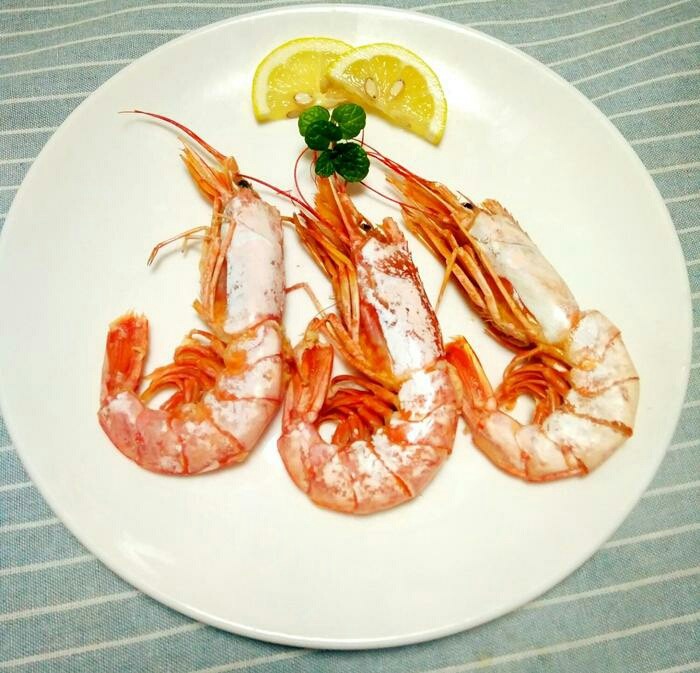 盐焗阿根廷红虾,成品非常鲜美