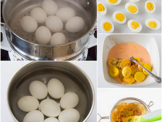 恶魔蛋（Deviled Egg）最美味的7种做法！,简言之，就是将鸡蛋煮熟，冷却去鸡蛋壳后对切，取出蛋黄调味，再将调好味的蛋黄填充回去，摆盘。	

因为做法简单，卖相漂亮又别致，所以成为夏季宴客中不可或缺的一道开胃菜。下面，就来看看属于恶魔蛋最美味的7种做法吧。