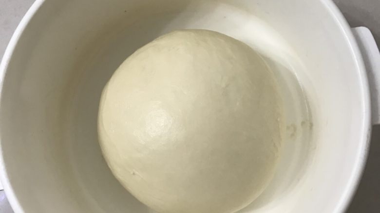 蛋黄豆沙小餐包,拿出来收边整圆放在发酵盒里盖上盖子。送进发酵箱温度在28度进行基础发酵。