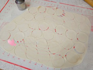宝宝的迷你饺子,用直径三四厘米的钢圈压出小圆面片
