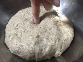 面包不吃甜就吃咸的———佛卡夏面包,面团发酵至2.5倍大，用手指蘸上面粉戳一下，如面团没有回缩说明发酵好了
