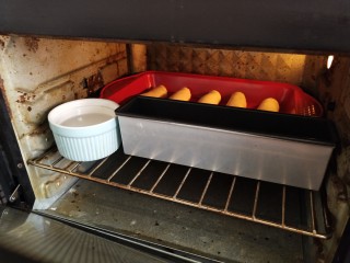 蘑菇头吐司+面包棍,将两种面包放入烤箱。温度30度，湿度70%的进行2次发酵，湿度就是烤箱中放一碗70度左右的热水，冷了再换