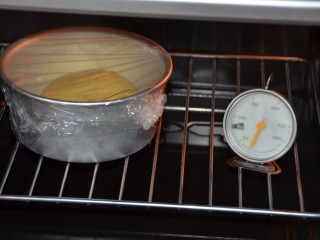 奶酪包（中种法）,包上保鲜膜，烤箱下面放一盆热水，35度发酵。