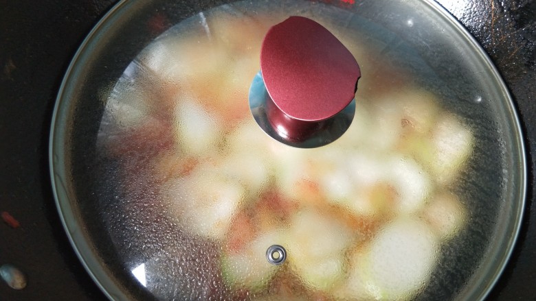 了不起的小番茄  番茄烧瓠子,盖上锅盖，中火焖一会。
