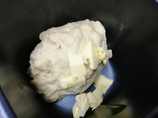 酸奶小餐包,15分钟和面程序结束以后放入黄油。