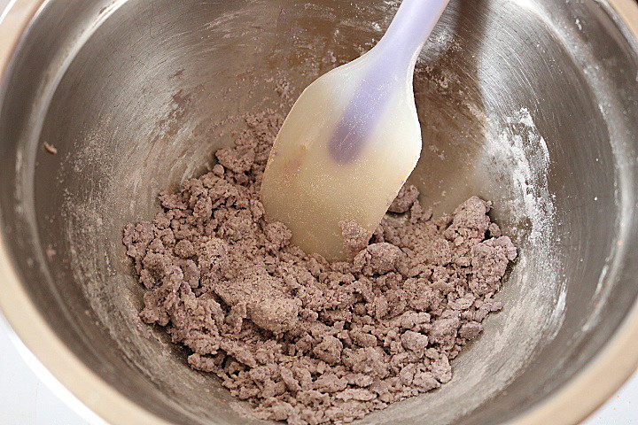 冰淇淋曲奇,用切拌的方式将饼干糊拌匀。