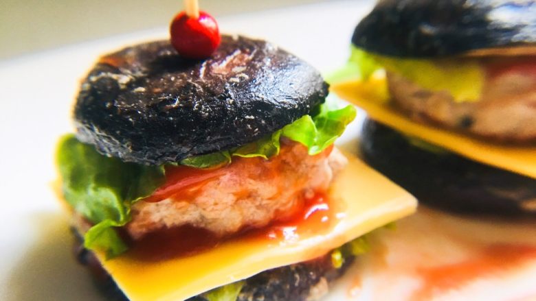创意菜-香菇肉饼芝士袖珍汉堡,完美