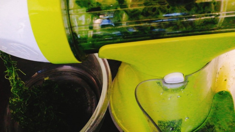 人见人爱的豌豆荚馒头,将菠菜洗净，用原汁机摇出汁，也可以用榨汁机
