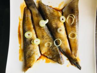 豉汁时蔬南极冰鱼,然后将耗油也涂抹在鱼身上。放上葱，适量橄榄油腌制30分钟。可以覆盖上保险膜。放到冰箱里冷藏腌制。