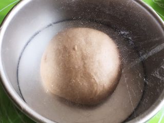 黑麦培根奶酪面包,整理滚圆放入模具，盖上保鲜膜。
