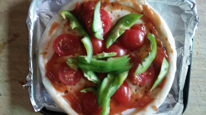 素食披萨,放青椒