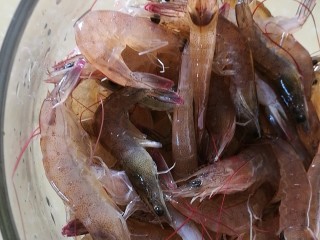 快手菜，肉丝豆芽爆海虾,海虾洗净