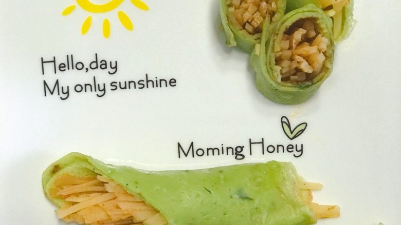 绿色早餐—翡翠春卷,按心情切成各种样子