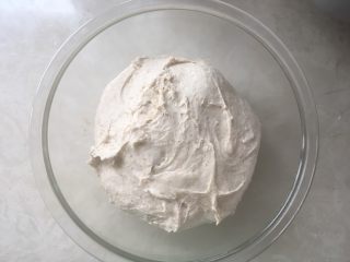 天然酵种乡村面包,容器内抹上适合的黄油，将揉好的面团倒入模具内，盖保鲜膜室温发酵，发酵的温度要保持在25至28度之间