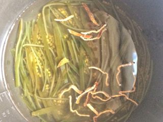 消暑佳品: 陈皮海带绿豆沙,5、倒入适量清水。

清水的量跟平时煲粥的量差不多即可。