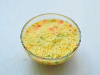 蔬菜米饭饼,搅拌均匀，让蔬菜和米饭都均匀的裹上蛋液