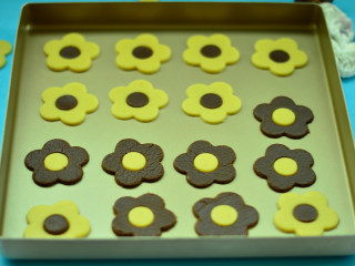 双色花朵饼干,将处理好的花朵面皮放入烤盘