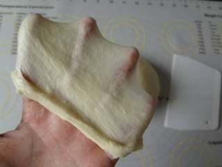 香葱火腿粒面包,开始启动揉面程序，出席不均匀的厚膜就可以加入软化的黄油
