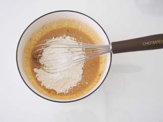 心形咖啡玛德琳,筛入低筋面粉和盐，搅拌均匀。