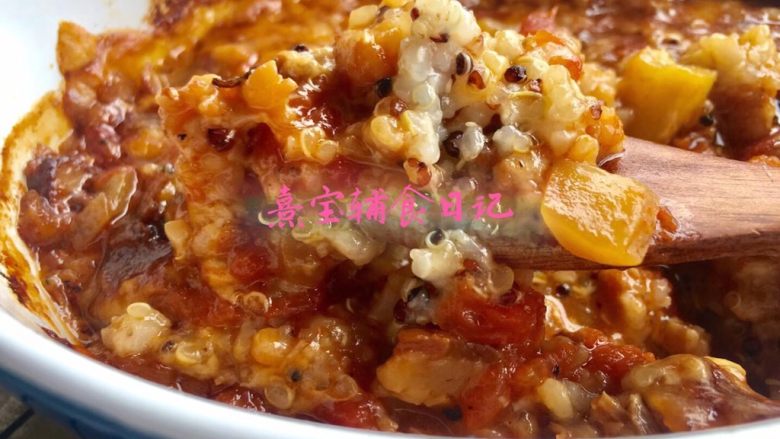 宝宝辅食11M➕：藜麦番茄虾仁焗饭,成品图