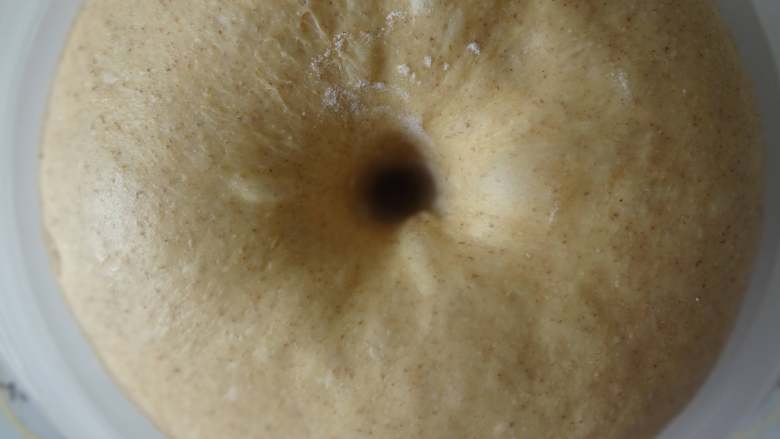 红薯全麦爱心包（波兰种）,发酵到2倍大，手指粘粉戳孔洞口不回缩不塌陷就可以