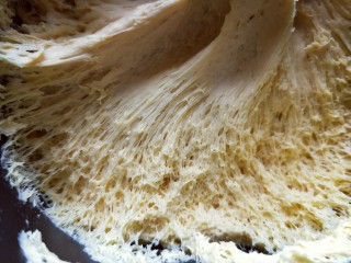 #营养美食#南瓜荷叶夹,发酵好的面团，全部是蜂窝眼，取出排气。
