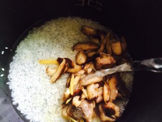 营养粥+香菇鸡肉粥,加入足够的热水