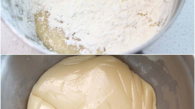 网红拉丝月饼,加入混合过筛的粉类，拌成至无干粉状态后将饼皮面团稍整理成油亮光滑状态，用保鲜膜盖好，室温下松弛至少2小时 。