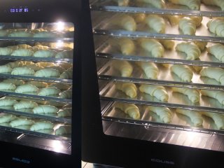 日式盐卷面包,CF-100A发酵箱，选择温度28度，湿度70%，时间60分钟，底部水盘加水加湿，预热完成提示音响后面团放入进行二次发酵至约1.5倍大。