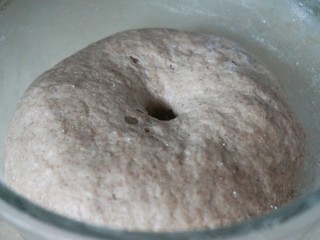 脆底黑麦粘卷子,混合粉类揉成团，一发至2倍大，戳洞不回缩