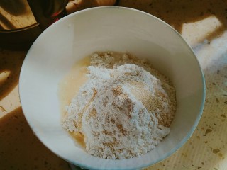 香菜烤饼,将面团材料全部放在碗里，酵母不要接触到糖和盐