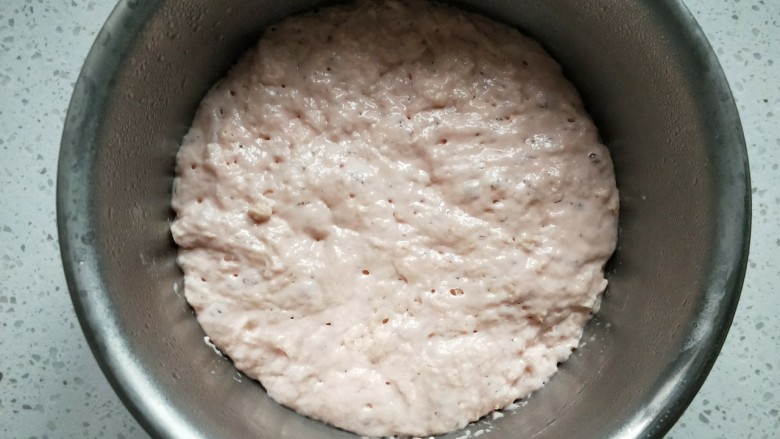 西瓜汁老式面包,表面发酵成蜂窝状