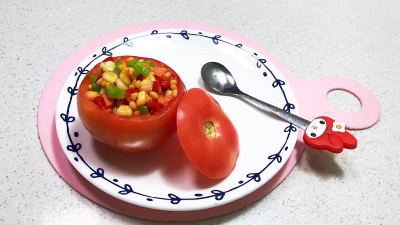 宝宝健康食谱   什锦火腿番茄盅,什锦火腿番茄盅做好了，色彩缤纷，口感独特，营养丰富，好吃又好看，非常适合宝宝食用~