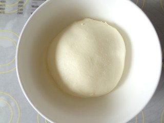 辫子酥粒面包,取出面团整理成光滑的面团放入发酵碗中盖上保鲜膜开始一发，室温发酵一个小时，具体时间要根据温度和面团的状态决定