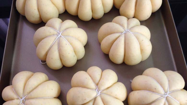  全麦紫薯南瓜面包,全部操作好后进行二次发酵。