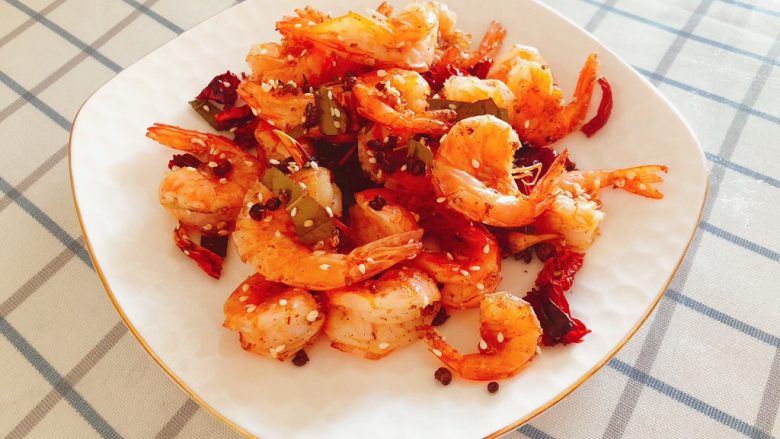 香甜辣味虾-年夜饭、宴请菜,成品图。