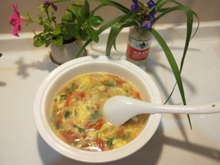 番茄鸡蛋疙瘩汤,成品图