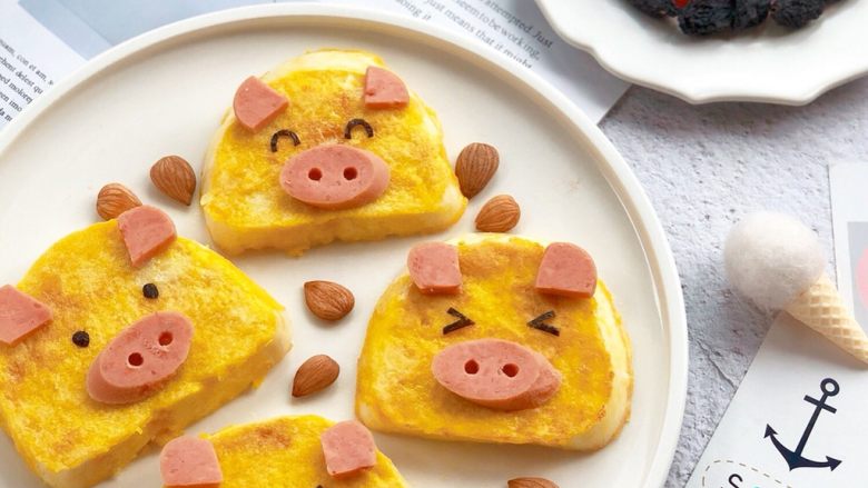 黄金小猪馒头片,美美哒早餐吃起来～